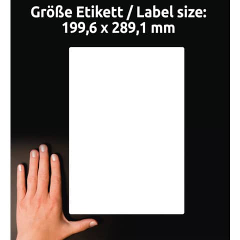 Etichette in carta riciclata bianca per buste e pacchi Avery 199,6x289,1 mm 1 et/foglio - Laser cf. 100 ff LR7167-100